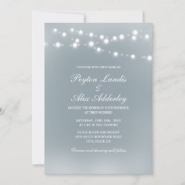 Invitación Luces de Cuerda Elegantes Azules Polvorientas Blan