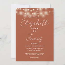 Invitación Luces de Cuerda Elegantes de Terracota Código QR B