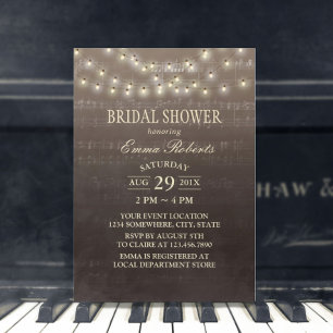 Invitación Luces de cuerda elegantes para la ducha de novia m
