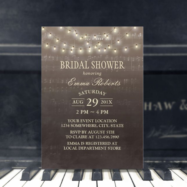 Invitación Luces de cuerda elegantes para la ducha de novia m (Subido por el creador)