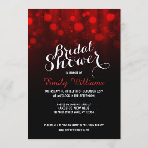 Invitación Luces de cuerda elegantes rojas bokean ducha de no