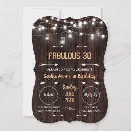 Invitación Luces de Cuerda Fabulosas Granero Cumpleaños de Cu