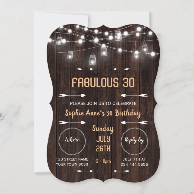 Invitación Luces de Cuerda Fabulosas Granero Cumpleaños de Cu (Anverso)