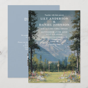 Invitación Luces de Cuerda Floral de Montaña Boda Código QR