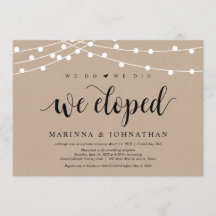 Luces de Cuerda Kraft, letra negra, Huida de Boda