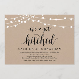 Invitación Luces de Cuerda Kraft, letra negra, Huida de Boda