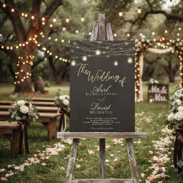 Invitación Luces de Cuerda Marrón Rústicas Boda Romántica