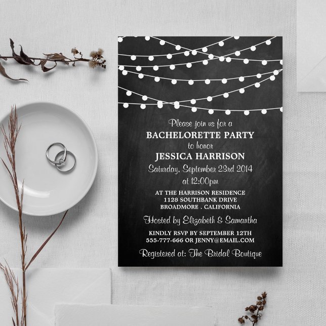 Invitación Luces de Cuerda Modernas Fiesta de Despedida de So (Subido por el creador)