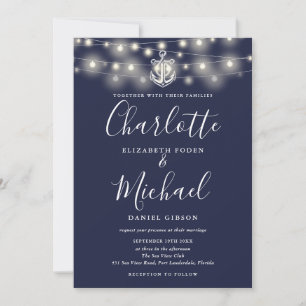 Invitación Luces de Cuerda Náuticas Todo en Uno Boda Marina