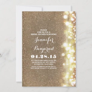 Invitación Luces de cuerda purpurina glamour ducha de novia