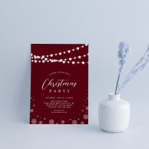 Invitación Luces de Cuerda Rojas y Blancas   Fiesta de Navida