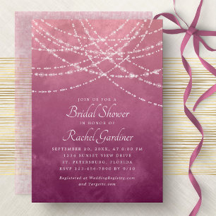 Invitación Luces de cuerda Rosa agitado ducha de novia rosa