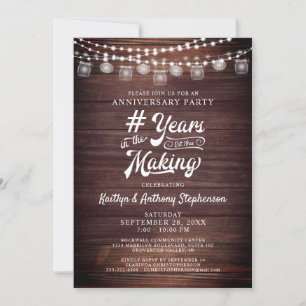 Invitación Luces de Cuerda Rústicas de Madera para Aniversari