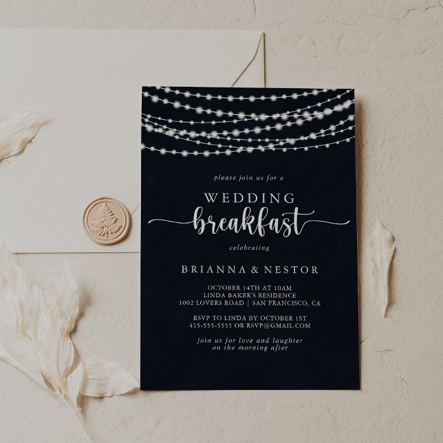 Invitación Luces de Cuerda Rústicas Desayuno de Boda   (Subido por el creador)