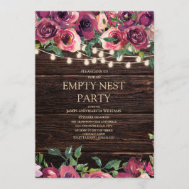 Invitación Luces de Cuerda Rústicas Floral Púrpura Fiesta Nid