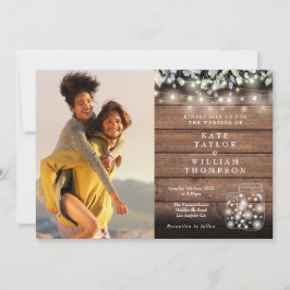 Invitación Luces de Cuerda Rústicas Foton de Boda en Tarros c