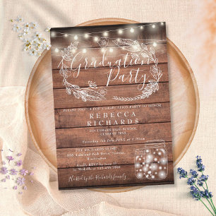 Invitación Luces de Cuerda Rústicas Frascos de Cristal Fiesta