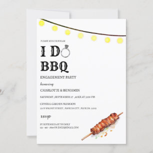 Invitación Luces de Cuerda Rústicas Nos Casamos Parrillada Fi