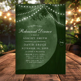 Invitación Luces de Cuerda Verdes de Árbol Rústico para Ensay
