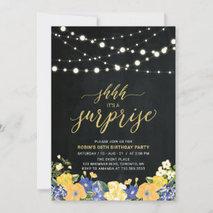 Invitación Luces de Cuerda y Fiesta de Cumpleaños Sorpresa en