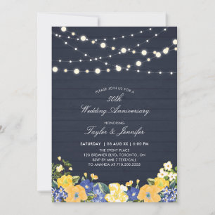 Invitación Luces de Cuerda y Madera 50 Aniversario de Boda
