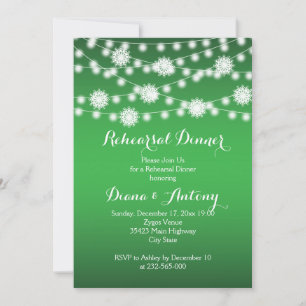 Invitación Luces de cuerdas, copos de nieve boda ensayo cena