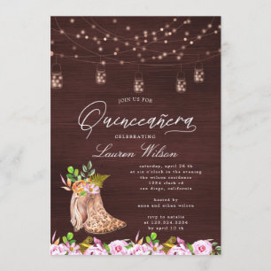 Invitación luces de cuerdas de botas de vaquero leopardo Quin
