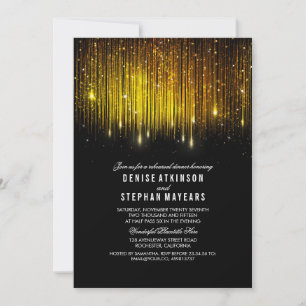 Invitación Luces de cuerdas de cena de ensayo Black and Gold