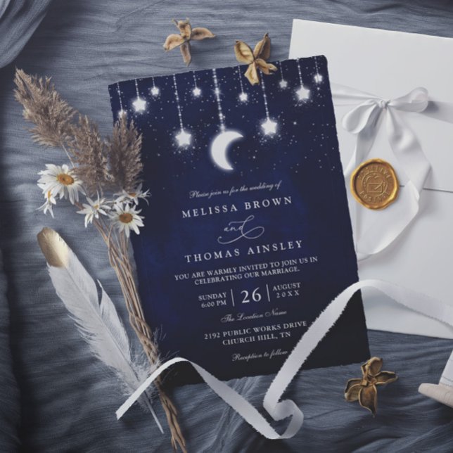 Invitación Luces de Cuerdas de Estrellas de Luna Celestiales  (Subido por el creador)