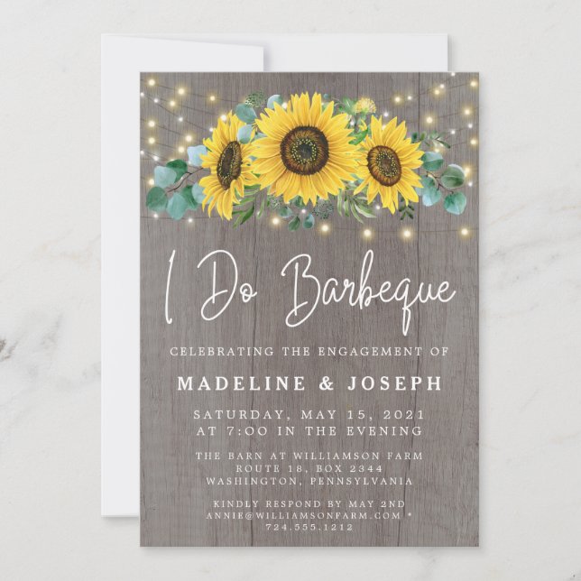 Invitación Luces de cuerdas de girasol Yo hago la fiesta de c (Anverso)