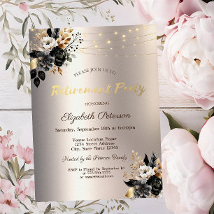 Invitación Luces de Cuerdas de Rosas Negras Fiesta de Jubilac