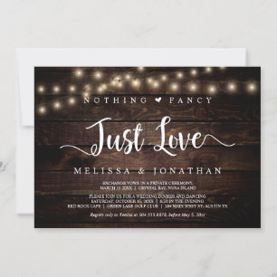 Invitación Luces de cuerdas, Elopement, Nothing Fancy Just Lo