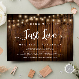 Invitación Luces de cuerdas, Elopement, Nothing Fancy Just Lo