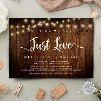 Invitación Luces de cuerdas, Elopement, Nothing Fancy Just Lo