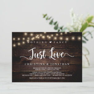 Invitación Luces de cuerdas, Elopement, Nothing Fancy Just Lo