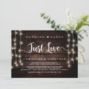 Invitación Luces de cuerdas, Elopement, Nothing Fancy Just Lo