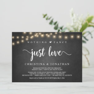 Invitación Luces de cuerdas, Elopement, Nothing Fancy Just Lo