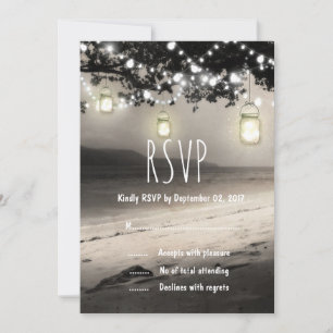 Invitación Luces de Cuerdas en Tarros de Mason Elegante Boda 