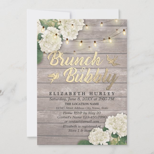 Invitación Luces de cuerdas florales de la ducha de novia Bru (Anverso)