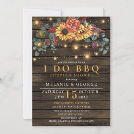 Invitación Luces de cuerdas girasoles I DO BBQ Parejas Ducha
