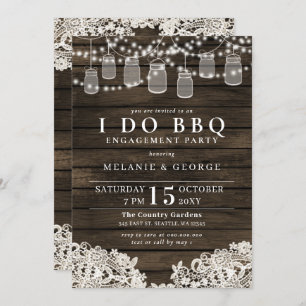 Invitación Luces de cuerdas Mason Jars I DO BBQ Couples Showe