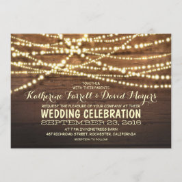 Invitación Luces de cuerdas rusas y Boda de madera
