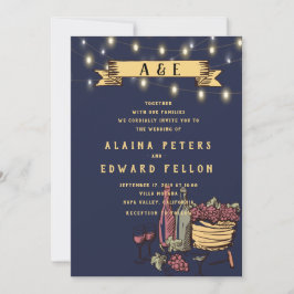 Invitación Luces de Cuerdas Rústicas para Bodas en Viñedos