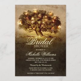 Invitación Luces de cuerdas viejos roble rústico ducha de nov