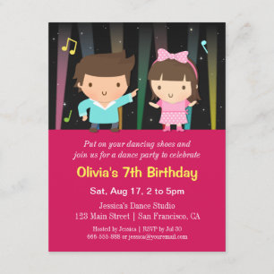 Invitación Luces de Disco para Niños Adorables Fiesta de Cump