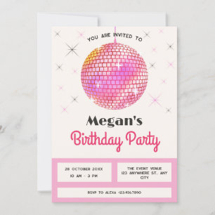 Invitación Luces de discoteca rosa retro