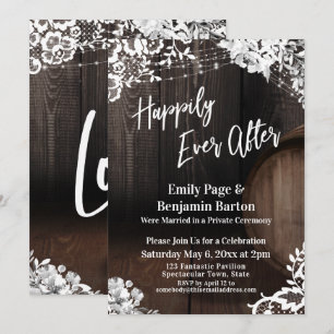 Invitación Luces de encaje de barril de vino para siempre fel