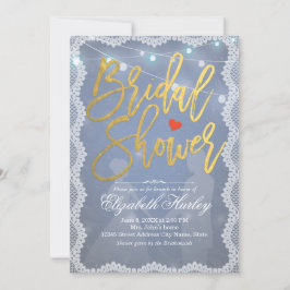 Invitación Luces de encaje y cuerdas blancas rusas duchas de 
