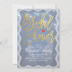 Invitación Luces de encaje y cuerdas blancas rusas duchas de