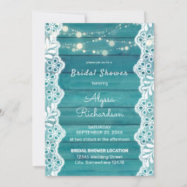 Invitación Luces de encaje y cuerdas de madera azul ducha de 